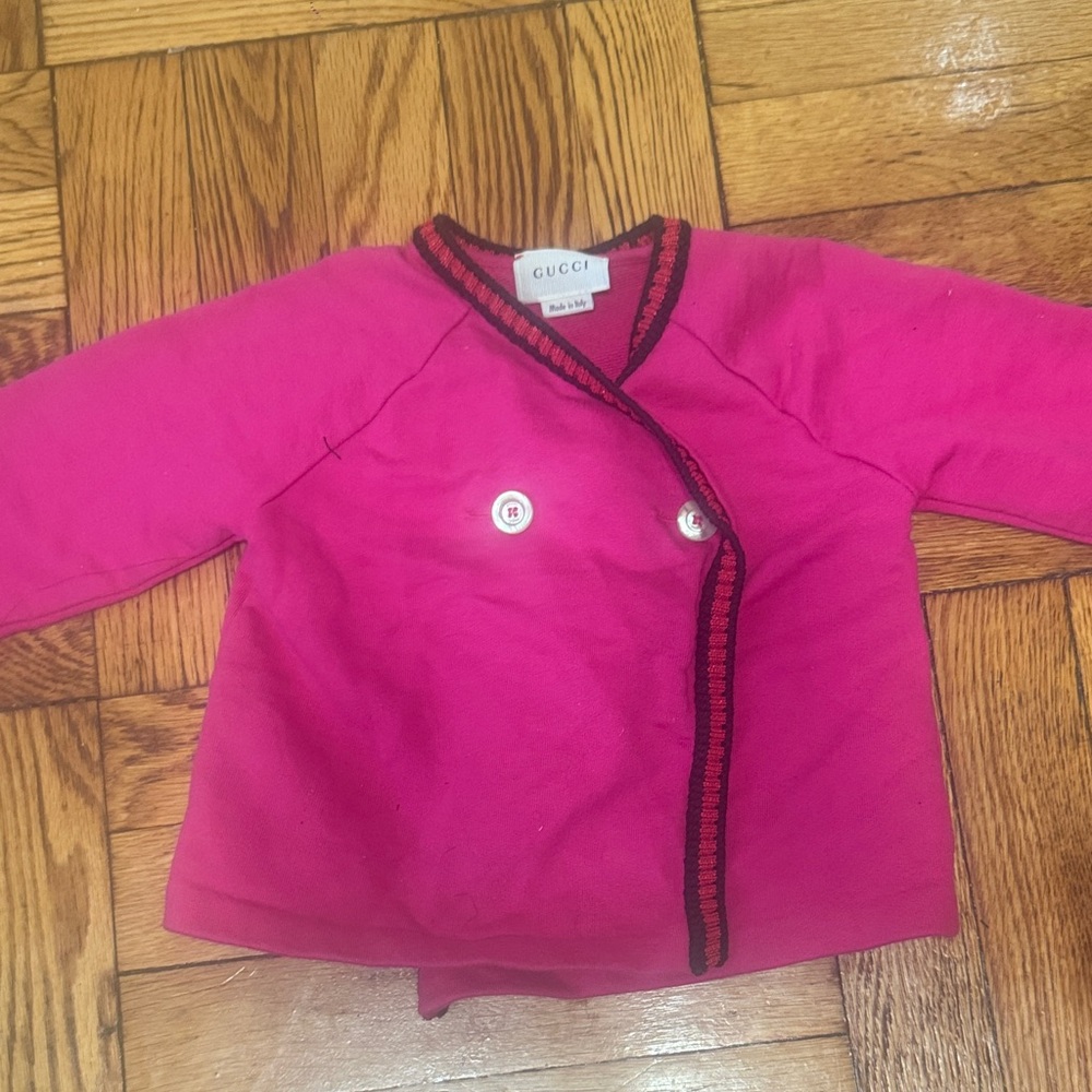 Gucci Kids Fuchsia cardigan with Black Trim